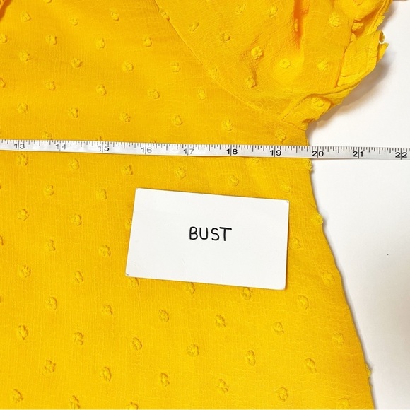 Anthropologie Haida Swiss Dot Peasant Top Small blouse marigold yellow ruffle - Picture 8 of 11